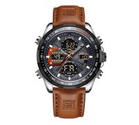 Naviforce Herren Militär Digitaluhren Analoge Quarzuhr wasserdichte Sport Multifunktions Lederarmbanduhr