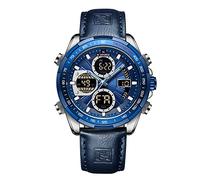 Naviforce Herren Militär Digitaluhren Analoge Quarzuhr wasserdichte Sport Multifunktions Lederarmbanduhr