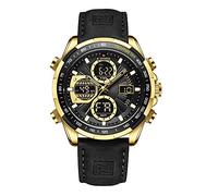 Naviforce Herren Militär Digitaluhren Analoge Quarzuhr wasserdichte Sport Multifunktions Lederarmbanduhr