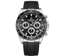 Naviforce Herrenuhr, Business-Chronograph, Tachymeter-Lünette, Silikonarmband, Datumsanzeige, wasserdicht bis 3 ATM, Geschenkidee