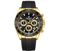 Naviforce Herrenuhr, Business-Chronograph, Tachymeter-Lünette, Silikonarmband, Datumsanzeige, wasserdicht bis 3 ATM, Geschenkidee