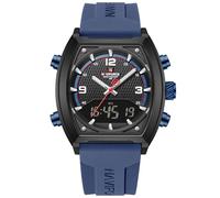 NAVIFORCE Modische Business-Herrenuhren, multifunktionales Dual-Display, wasserdichte Armbanduhr, Geschenk-Uhr für Herren, Schwarz + Weiß + D. Blau