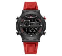 NAVIFORCE Modische Herren-Digitalarmbanduhr, Militär, wasserdicht, Sport-Chronograph, Uhren für Herren, mit Alarm/LED-Hintergrundbeleuchtung, Rot/Ausflug, einfarbig (Getaway Solids), Sportlich