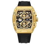 NAVIFORCE Quarz-Chronograph-Armbanduhr für Herren, buntes Silikonband, mit automatischem Datum, wasserdicht, als Geschenk, Gold / Schwarz, Mode, Sport, Geschäft