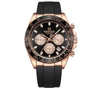 NAVIFORCE Uhren für Herren, Business-Chronograph-Armbanduhr, Tachymeter-Lünette, Silikonarmband, Datumsanzeige, wasserdicht, 3 ATM, Geschenk, Rotgold + Schwarz + Schwarz