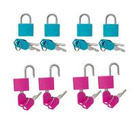 navig8 117104_Inner Mini Vorhängeschloss Set - 8 Stück Kofferschlösser - Passende Schlüssel, Rosa & Blau - 8 Stück