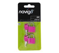 navig8 Mini-Vorhängeschloss, Doppelpack, Rosa, Gepäck- und Reise-Vorhängeschlösser mit Schlüssel, kleine Vorhängeschlösser für Koffer, Gepäck, Turnhalle, Tasche, Schultaschen - 2 Stück