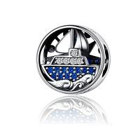 Navigations-Charm, 925er-Sterlingsilber, Segelboot-Charm, Ozean-Anhänger für Pandora-Charm-Armband (C)