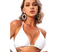 Navneet Bikini Oberteil Damen Bikini Triangel Push Up String Bikini Top Bikinis Bademode Badeanzug Swimsuits Weiß S