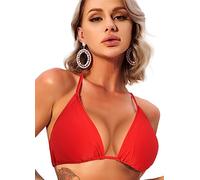 Navneet Bikini Oberteil Damen Bikini Triangel Push Up String Bikini Top Bikinis Bademode Badeanzug Swimsuits Rot S