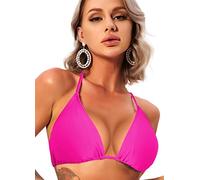 Navneet Bikini Oberteil Damen Bikini Triangel Push Up String Bikini Top Bikinis Bademode Badeanzug Swimsuits Rosenrot M