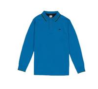 nazarenogabrielli Herren-Poloshirt, Langarm-Piqué, 100 % Baumwolle, 210 g, einfarbig, mit kontrastierenden Details an Kragen und Ärmelbündchen, Größen M bis 3XL, Urban Blue, Large