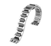 NBCNZCTSAS 17 19 mm Armband, passend for Swatch Keramik-Feinstahl-Armband YVS434G YCS485GC | 511GC | 410GX Uhrenkette for Männer und Frauen(Silver-black,19mm)