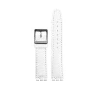 NBCNZCTSAS 17MM Lederarmband passend for Swatch GB274/287/GN239 Konkave und konvexe Schnittstelle Uhrenarmbänder Lychee Patter Armband(B-white-black)