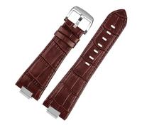 NBCNZCTSAS 1853 Lederarmband mit konvexem Ende, passend for Tissot PRX-Serie, Riemen, T137.407, T137.410, Herrenarmband, Handschlaufe, 26 x 12 mm(A brown silver)