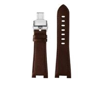 NBCNZCTSAS 1853 Lederarmband mit konvexem Ende, passend for Tissot PRX-Serie, Riemen, T137.407, T137.410, Herrenarmband, Handschlaufe, 26 x 12 mm(B brown Folding)