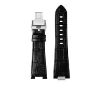 NBCNZCTSAS 1853 Lederarmband mit konvexem Ende, passend for Tissot PRX-Serie, Riemen, T137.407, T137.410, Herrenarmband, Handschlaufe, 26 x 12 mm(A black Folding)