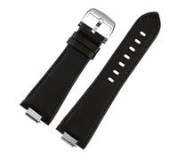 NBCNZCTSAS 1853 Lederarmband mit konvexem Ende, passend for Tissot PRX-Serie, Riemen, T137.407, T137.410, Herrenarmband, Handschlaufe, 26 x 12 mm(B black silver)