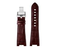 NBCNZCTSAS 1853 Lederarmband mit konvexem Ende, passend for Tissot PRX-Serie, Riemen, T137.407, T137.410, Herrenarmband, Handschlaufe, 26 x 12 mm(A brown Folding)