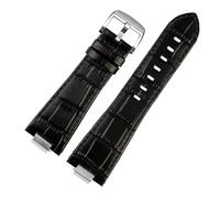 NBCNZCTSAS 1853 Lederarmband mit konvexem Ende, passend for Tissot PRX-Serie, Riemen, T137.407, T137.410, Herrenarmband, Handschlaufe, 26 x 12 mm(A black silver)