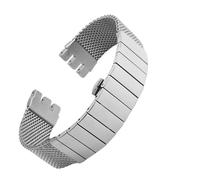 NBCNZCTSAS 19mm 20mm 21mm Uhrenarmband passend for Swatch Armband feiner Edelstahl Faltschließe Metallgeflechtgürtel YCS443G Herrenarmband(Silver,20mm)