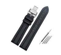 NBCNZCTSAS 20MM 21MM Fluorkautschuk-Uhrenarmband, passend for Omega, passend for IWC, passend for Hamilton, weiches, wasserdichtes und schweißfestes Silikon-Herrenuhrenarmband(A-black-silver-a,20mm)