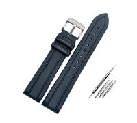 NBCNZCTSAS 20MM 21MM Fluorkautschuk-Uhrenarmband, passend for Omega, passend for IWC, passend for Hamilton, weiches, wasserdichtes und schweißfestes Silikon-Herrenuhrenarmband(A-blue-silver-b,20mm)