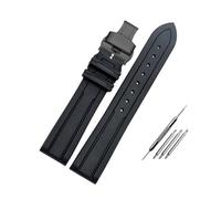 NBCNZCTSAS 20MM 21MM Fluorkautschuk-Uhrenarmband, passend for Omega, passend for IWC, passend for Hamilton, weiches, wasserdichtes und schweißfestes Silikon-Herrenuhrenarmband(A-black-black-a,22mm)