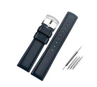 NBCNZCTSAS 20MM 21MM Fluorkautschuk-Uhrenarmband, passend for Omega, passend for IWC, passend for Hamilton, weiches, wasserdichtes und schweißfestes Silikon-Herrenuhrenarmband(B-blue-silver-b,22mm)