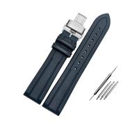 NBCNZCTSAS 20MM 21MM Fluorkautschuk-Uhrenarmband, passend for Omega, passend for IWC, passend for Hamilton, weiches, wasserdichtes und schweißfestes Silikon-Herrenuhrenarmband(A-blue-silver-a,19mm)