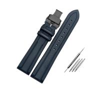 NBCNZCTSAS 20MM 21MM Fluorkautschuk-Uhrenarmband, passend for Omega, passend for IWC, passend for Hamilton, weiches, wasserdichtes und schweißfestes Silikon-Herrenuhrenarmband(A-blue-black-a,20mm)