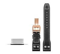 NBCNZCTSAS 21MM 22MM Passend for IWC-Uhrenarmband mit Passform for Little Prince's Mark Lederarmband mit Nagel(Black-rose balck,21mm)