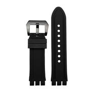 NBCNZCTSAS 23 mm Gummi-Armband-Ersatz, passend for Yos440 413 424 Serie, passend for Swatch, Silikon-Armband, Armband, Uhrenzubehör, Herren-Uhrenarmband(Black-black)