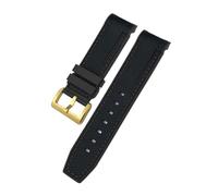 NBCNZCTSAS 23mm 22mm gebogenes Ende Silikonkautschuk-Uhrenarmband passend for Tudor Black Bay Bronze Pelagos passend for Longines Conquest HydroConquest L3 Uhrenarmband(Black black-golden,22mm)