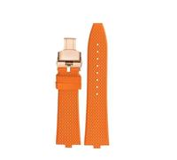 NBCNZCTSAS 24 * 7mm Konvexen Mund Gürtel Fit for Vacheron Constantin 4500 V 5500 V 7900 Männer Uhr Strap Fluor gummi Uhr band Armband(Orange-rose gold)