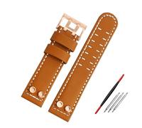 NBCNZCTSAS Armband Fit for Hamilton Fit for Air Navy Field H78616553 H78555553 Wasserdichtes Vintage-Lederuhrenarmband 20 mm 24 mm Armband mit Nieten(Brown c-rose gold,24mm)