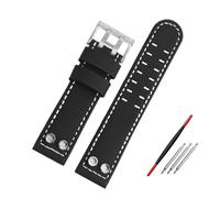 NBCNZCTSAS Armband Fit for Hamilton Fit for Air Navy Field H78616553 H78555553 Wasserdichtes Vintage-Lederuhrenarmband 20 mm 24 mm Armband mit Nieten(Black a-silver,20mm)