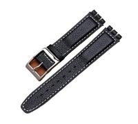 NBCNZCTSAS Hochwertiges Lederarmband, 17 mm, Ersatzlederband, passend for Swatch-Uhrenarmband for Herren und Damen, YCS, YAS, YGS, schwarzes Armband(Black white)