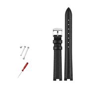 NBCNZCTSAS Lederarmband 14x5mm 16x10mm 12x5mm passend for Gucci GC YA141401 YA141505 Armband gekerbtes Uhrenarmband Damenuhrenkette(Black Silver,12x4mm)