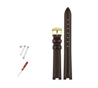 NBCNZCTSAS Lederarmband 14x5mm 16x10mm 12x5mm passend for Gucci GC YA141401 YA141505 Armband gekerbtes Uhrenarmband Damenuhrenkette(Brown gold,14x4mm)