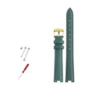 NBCNZCTSAS Lederarmband 14x5mm 16x10mm 12x5mm passend for Gucci GC YA141401 YA141505 Armband gekerbtes Uhrenarmband Damenuhrenkette(Green gold,12x4mm)