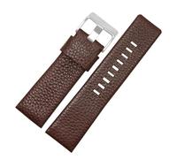 NBCNZCTSAS Lederarmband 22 24 26 27 28 30 mm Uhrenarmband passend for Diesel-Uhren, schwarzes Lederband(Brown silver buckle,22mm)