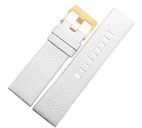 NBCNZCTSAS Lederarmband 22 24 26 27 28 30 mm Uhrenarmband passend for Diesel-Uhren, schwarzes Lederband(White gold buckle,28mm)