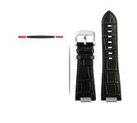 NBCNZCTSAS Lederarmband mit konvexem Ende, passend for Tissot 1853, passend for PRX-Serie, T137.407, T137.410, Herrenarmband, Armband, 26 x 12 mm(A-black silver clasp)