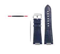 NBCNZCTSAS Lederarmband mit konvexem Ende, passend for Tissot 1853, passend for PRX-Serie, T137.407, T137.410, Herrenarmband, Armband, 26 x 12 mm(A-blue silver clasp)