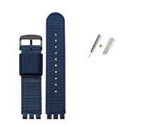 NBCNZCTSAS Leinwand-Armband, 17 mm, 19 mm, passend for SWATCH GN718,-Uhrenarmband, wasserdichtes Gewebe, Nylon-Uhrenkette, passend for Herren- und Damenarmband(Blue-black,19mm)