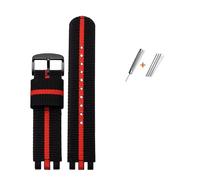 NBCNZCTSAS Leinwand-Armband, 17 mm, 19 mm, passend for SWATCH GN718,-Uhrenarmband, wasserdichtes Gewebe, Nylon-Uhrenkette, passend for Herren- und Damenarmband(Black red-black,17mm)