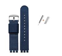 NBCNZCTSAS Leinwand-Armband, 17 mm, 19 mm, passend for SWATCH GN718,-Uhrenarmband, wasserdichtes Gewebe, Nylon-Uhrenkette, passend for Herren- und Damenarmband(Blue-silver,17mm)