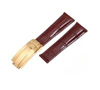 NBCNZCTSAS Muster-Leder-Uhrenarmbänder, 20 mm, passend for Rolex-Uhrenarmband, Daytona Submariner GMT RX-Armband, Faltschließe(Brown-gold)
