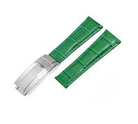 NBCNZCTSAS Muster-Leder-Uhrenarmbänder, 20 mm, passend for Rolex-Uhrenarmband, Daytona Submariner GMT RX-Armband, Faltschließe(Green-silver)